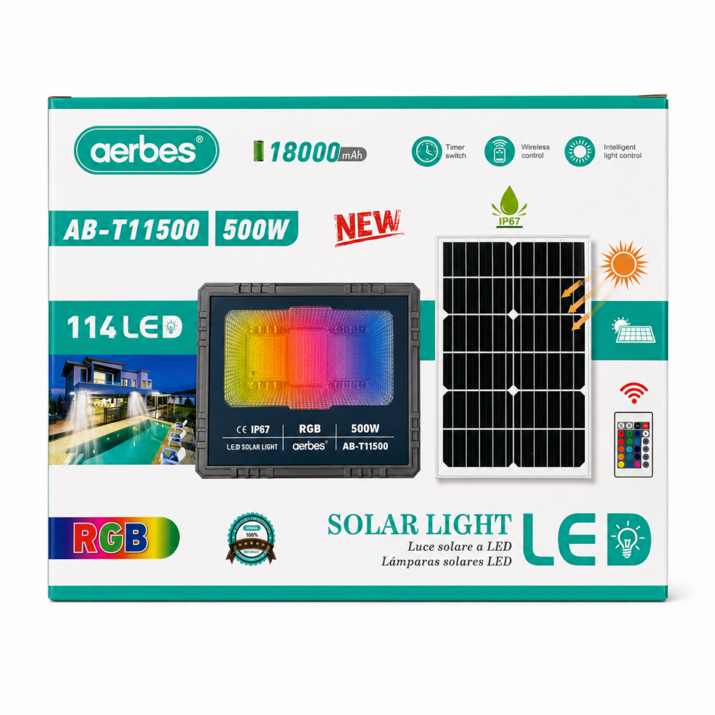 AERBES SOLAR LED FLOOD LIGHT 500W (RGB)