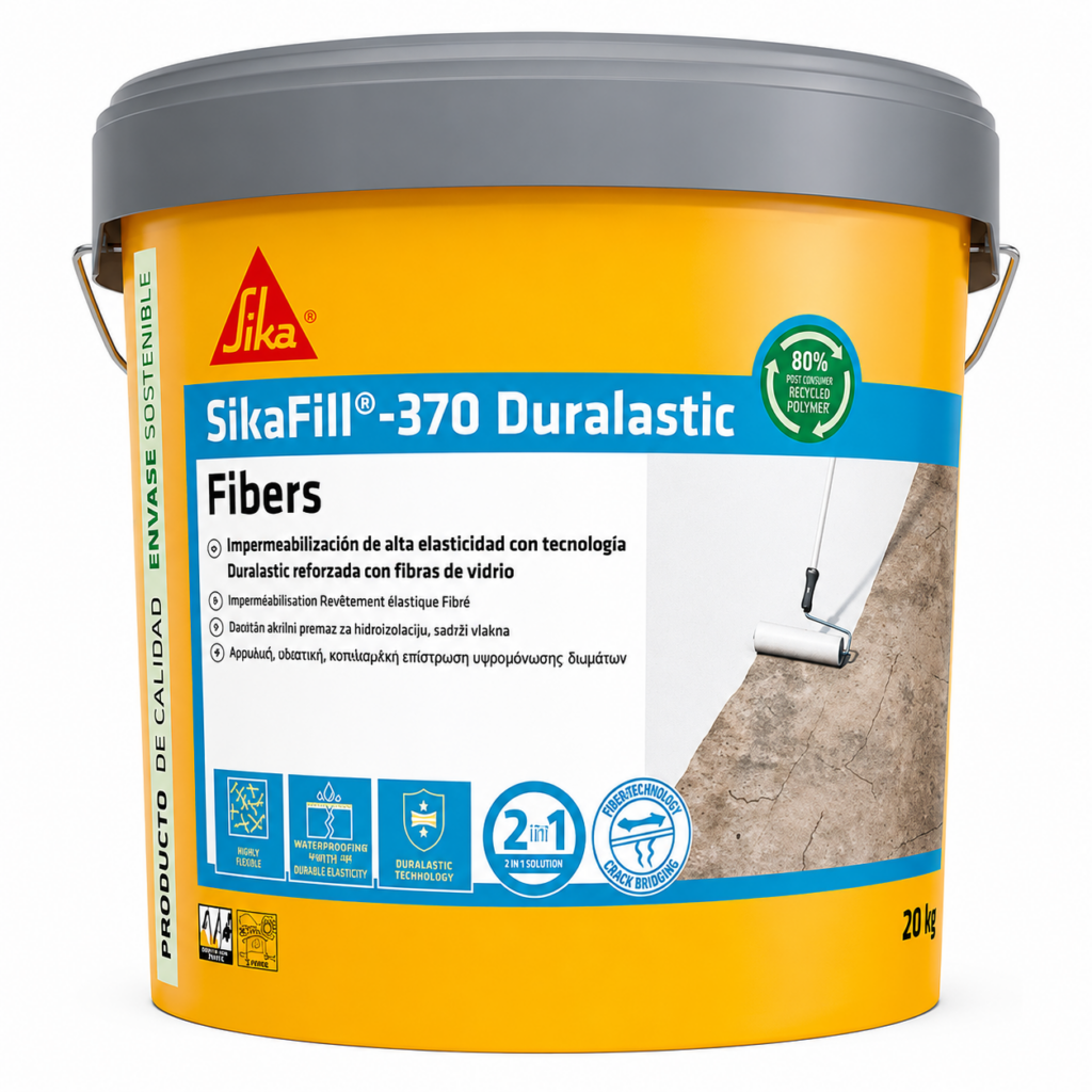 SikaFill 370 Duralastic Fibers fibre-reinforced waterproof coating pail